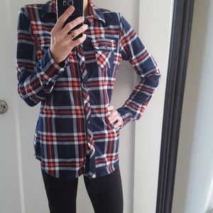 Plaid Button Down Red White Blue